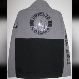 PINK CHICAGO Skyline 1/4 zip pullover sweatshirt